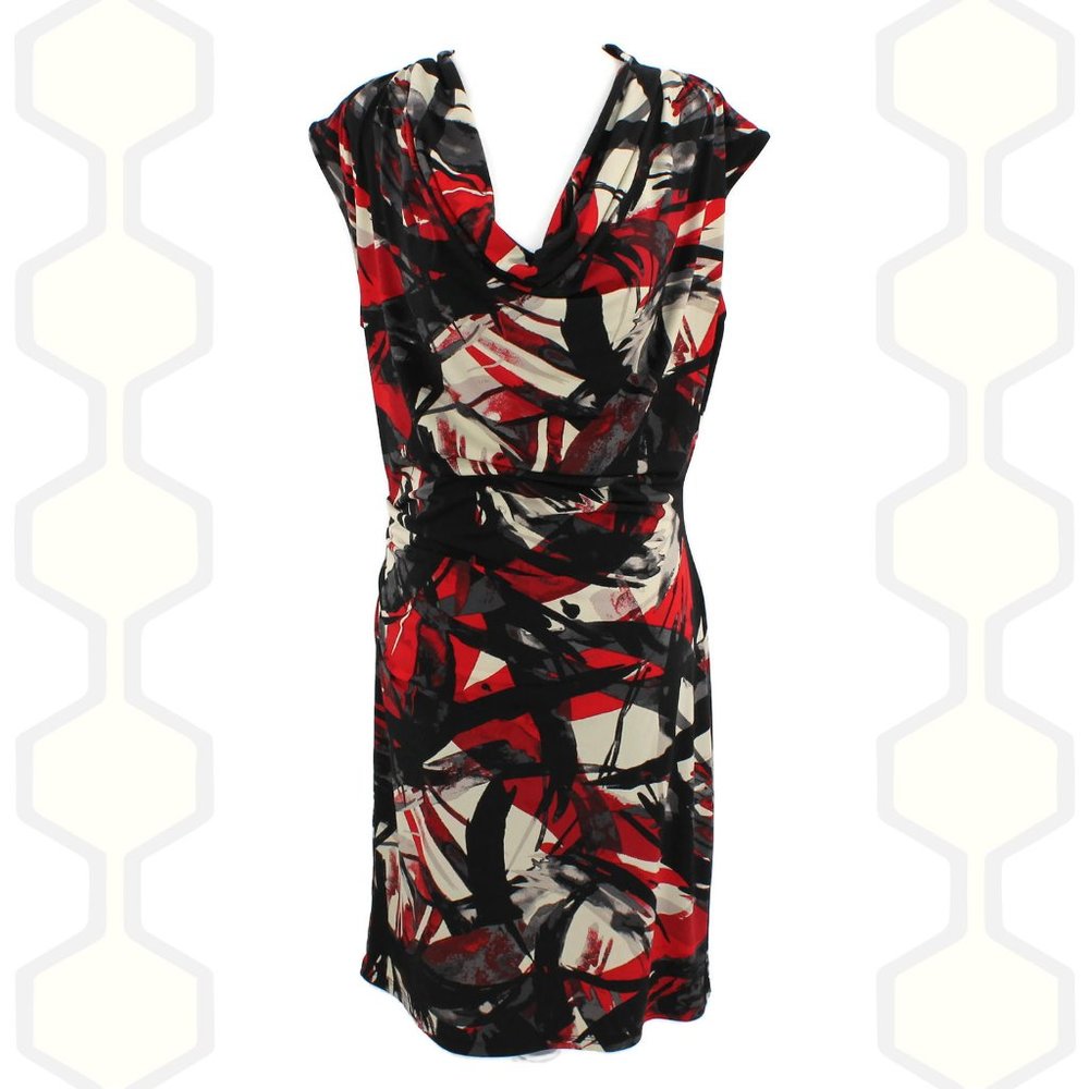 MICHAEL Michael Kors Dress Cowl Neck Red Black S